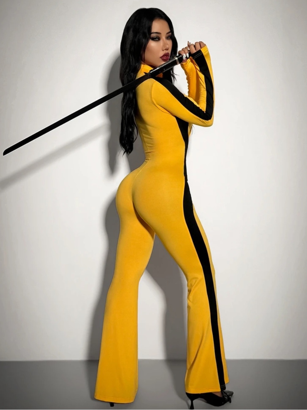 ICON Women's Cosplay Black And Yellow Halloween Cos Costume Colorblock
